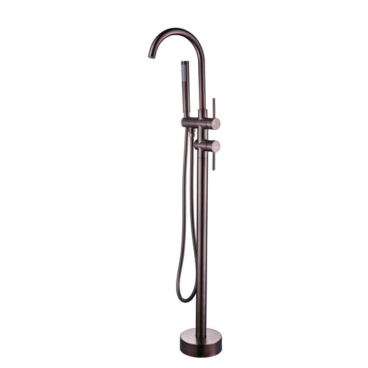 Flynama Oil Rubbed Bronze 2-handle Freestanding High-arc Bathtub Faucet with Hand Shower
