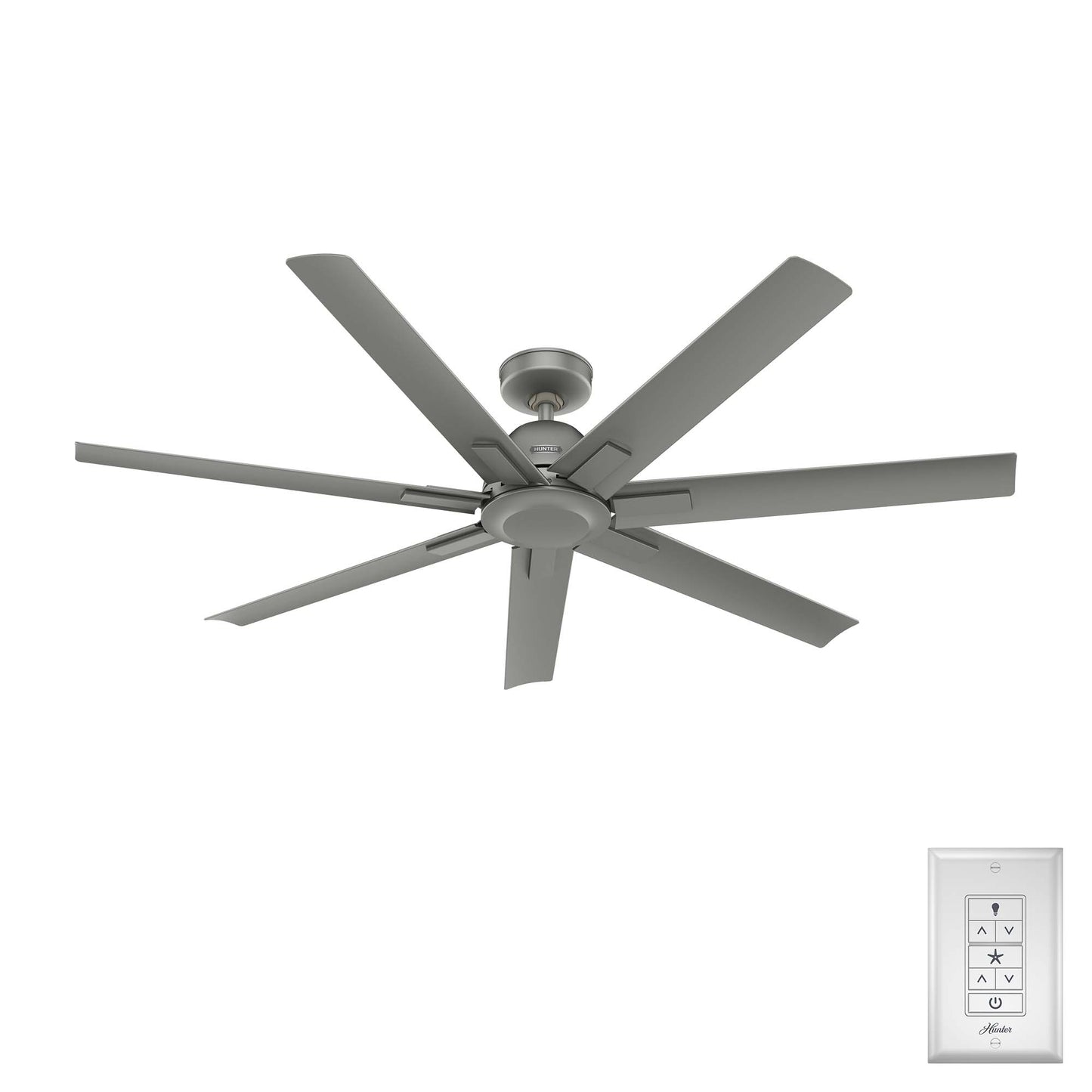 Hunter Downtown 60-in Outdoor Matte Silver with Matte Silver Blades Ceiling Fan Without Light ( 7 -Blade ) 5228302