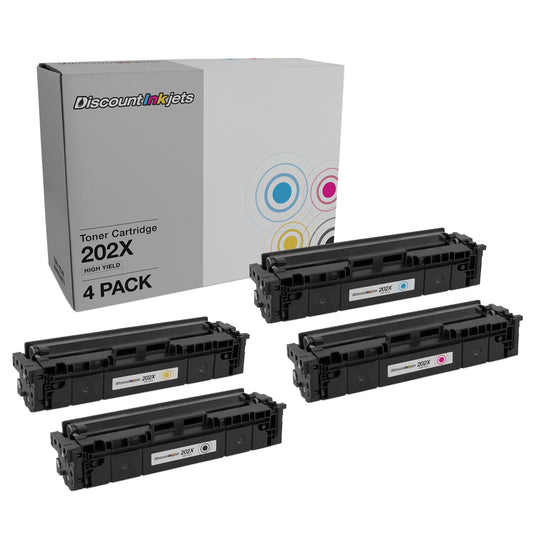 4pk Toner Cartridge Replacements for HP 202X Black, Cyan, Magenta, Yellow Compatible with HP Color LaserJet: M254dw, M281cdw, M281dw, M281fdw