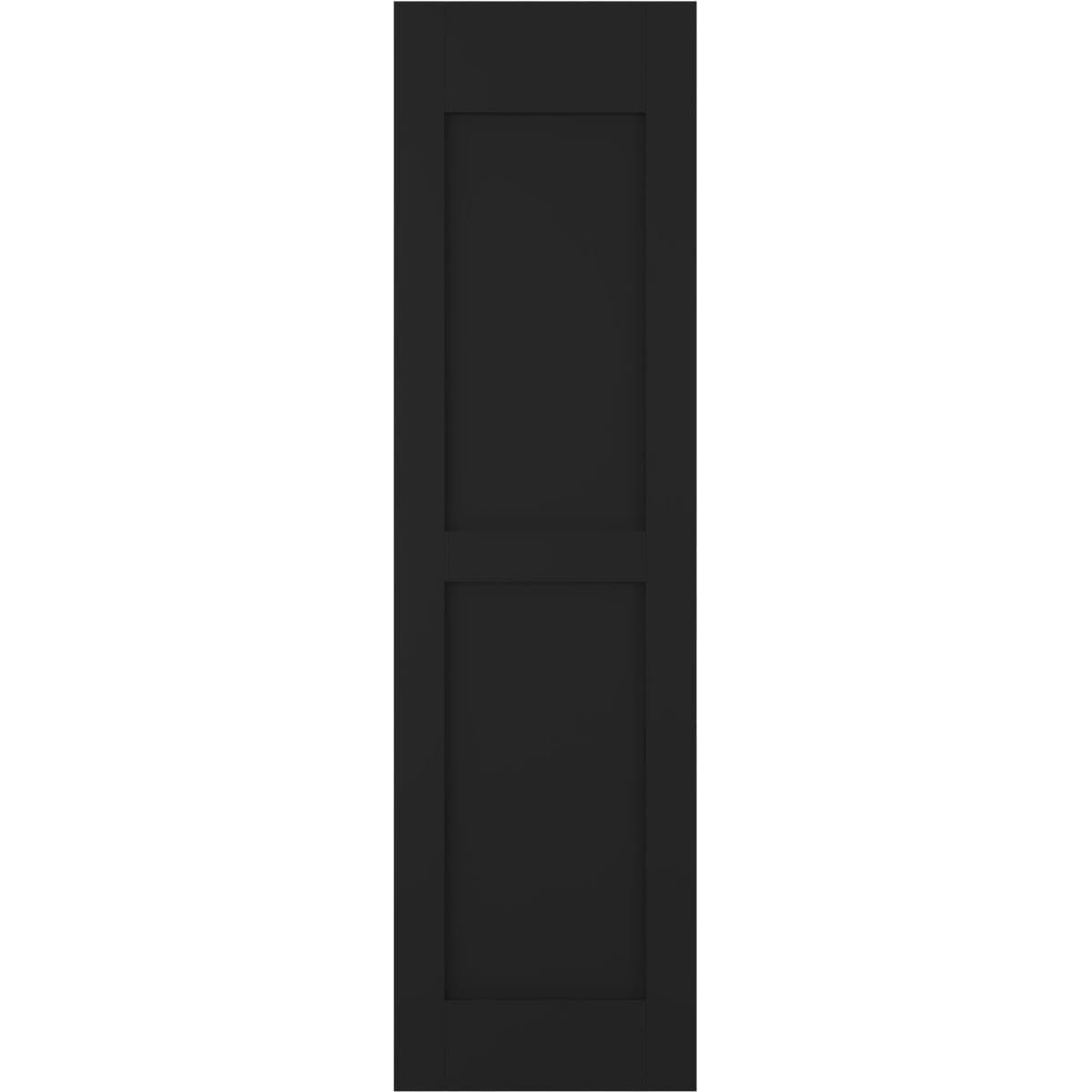 Ekena Millwork 18-in W x 75-in H Black Paintable/Stainable Flat panel Wood Exterior Shutters ( 2 -Pack )