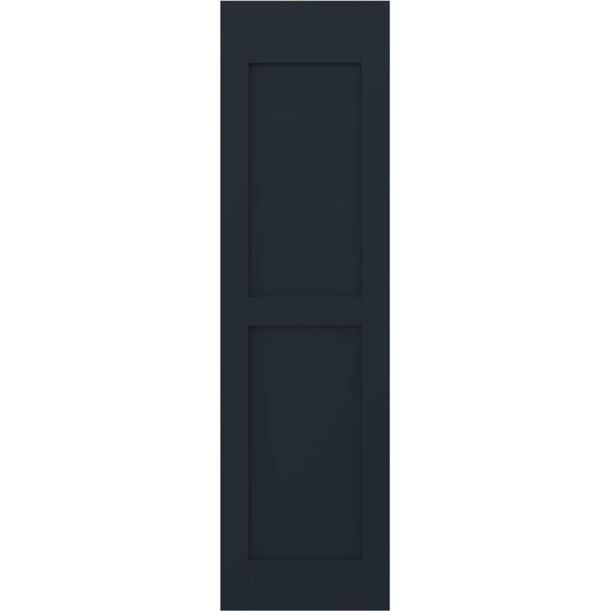 Ekena Millwork 18-in W x 59-in H Starless Night Blue Paintable/Stainable Flat panel Wood Exterior Shutters ( 2 -Pack )
