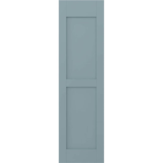 Ekena Millwork 15-in W x 43-in H Peaceful Blue Paintable/Stainable Flat panel Wood Exterior Shutters ( 2 -Pack )