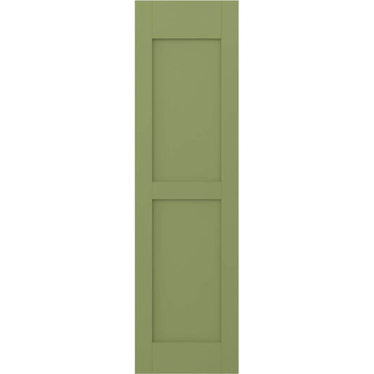 Ekena Millwork 12-in W x 64-in H Moss Green Paintable/Stainable Flat panel Wood Exterior Shutters ( 2 -Pack )