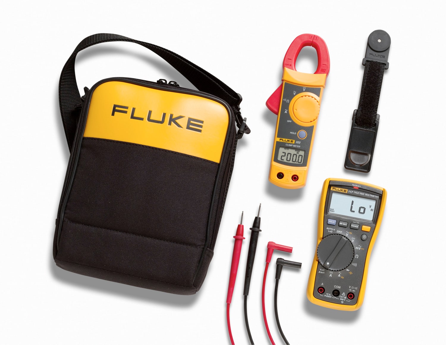 Fluke 117/323 Electrician's Combo Kit LCD Display Multimeter 400 Amp 600 -Volt