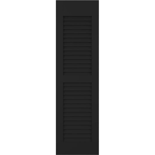 Ekena Millwork 18-in W x 34-in H Black Paintable/Stainable Louvered Wood Exterior Shutters ( 2 -Pack )