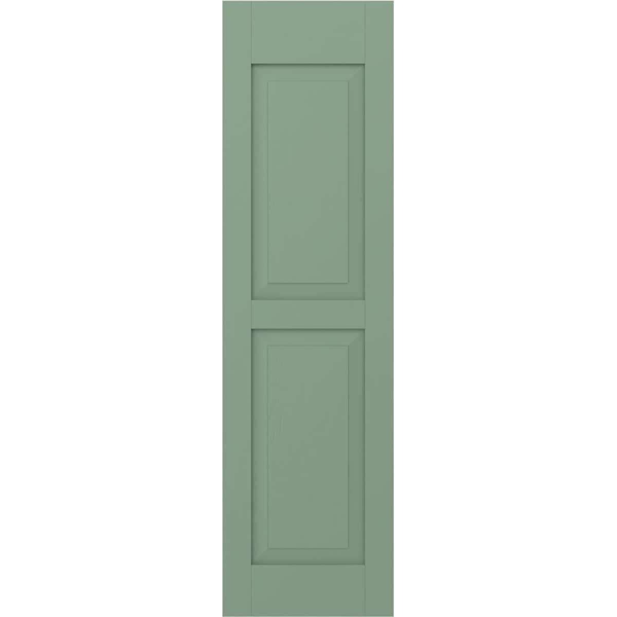 Ekena Millwork 15-in W x 58-in H Track Green Raised panel Wood Exterior Shutters ( 2 -Pack )