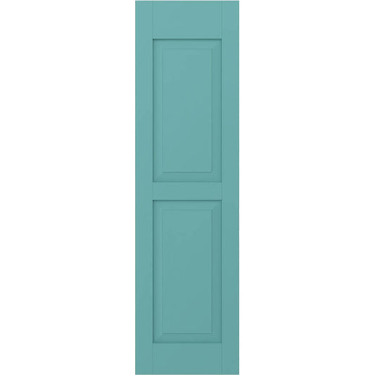 Ekena Millwork 18-in W x 74-in H Pure Turquoise Raised panel Wood Exterior Shutters ( 2 -Pack )