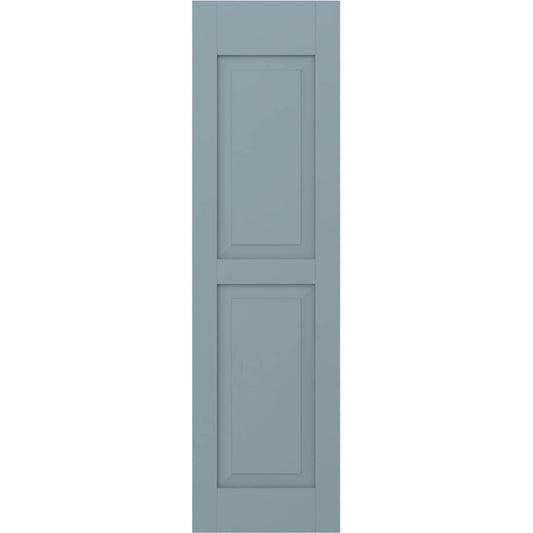Ekena Millwork 18-in W x 62-in H Peaceful Blue Raised panel Wood Exterior Shutters ( 2 -Pack )