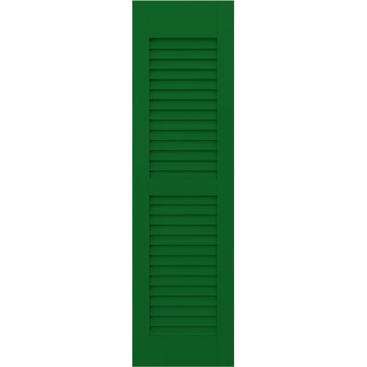 Ekena Millwork 15-in W x 66-in H Viridian Green Paintable/Stainable Louvered Wood Exterior Shutters ( 2 -Pack )