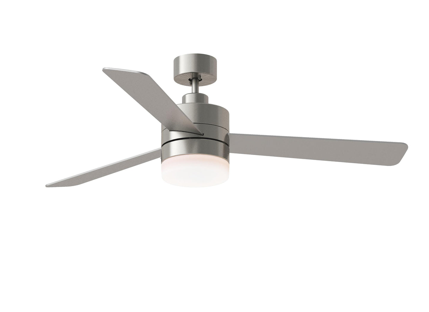 Generation Lighting Era 52-in Brushed Steel with Silver/American Walnut Reversible Blades Covered Outdoor Propeller Ceiling Fan With Light 3 -Blade