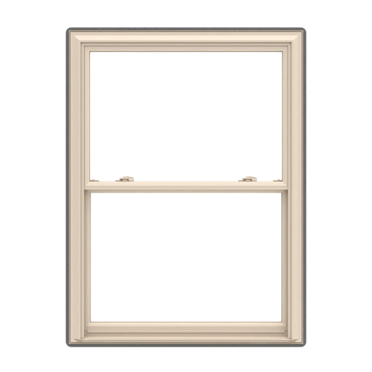 Pella 150 Series 33-1/2-in x 61-1/2-in Almond Exterior Almond Interior Vinyl Replacement Double Hung Window Low-E argon Double Pane Glass (Full Screen Included)