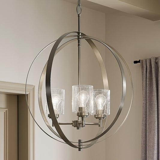 Kichler Winslow 3 -Light Brushed Nickel Modern/contemporary Cage For Use in Bedrooms, Dining Rooms, Foyers, Kitchens, Living Rooms Chandelier 1477271