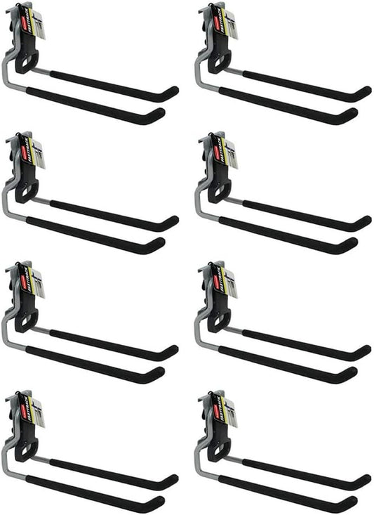 Rubbermaid Fasttrack Wall Mounted Garage Storage Utility Multi Hook for Tools, Chairs, Hose, Equipment, and Other Items, Supports 50 Lbs Each (8 Pack)