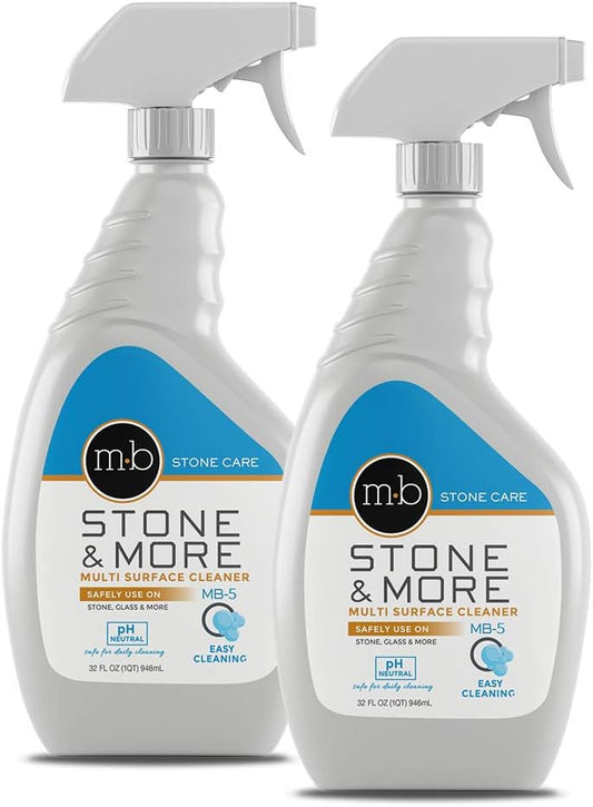 MB-5 Stone & More 2 Pack All Purpose Cleaning Spray Kitchen Counter Cleaner Spray for Marble and Granite– No Streak Formula for Stone, Glass, Granite, Ceramic, Corian, Porcelain (2x 32 oz)