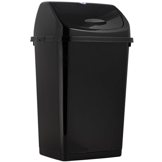 Superio Kitchen Trash Can 13 Gallon with Swing Lid, Plastic Tall Garbage Can Outdoor and Indoor, Large 52 Qt Recycle Bin and Waste Basket for Home, Office, Garage, Patio, Restaraunt (Black), 1 Count