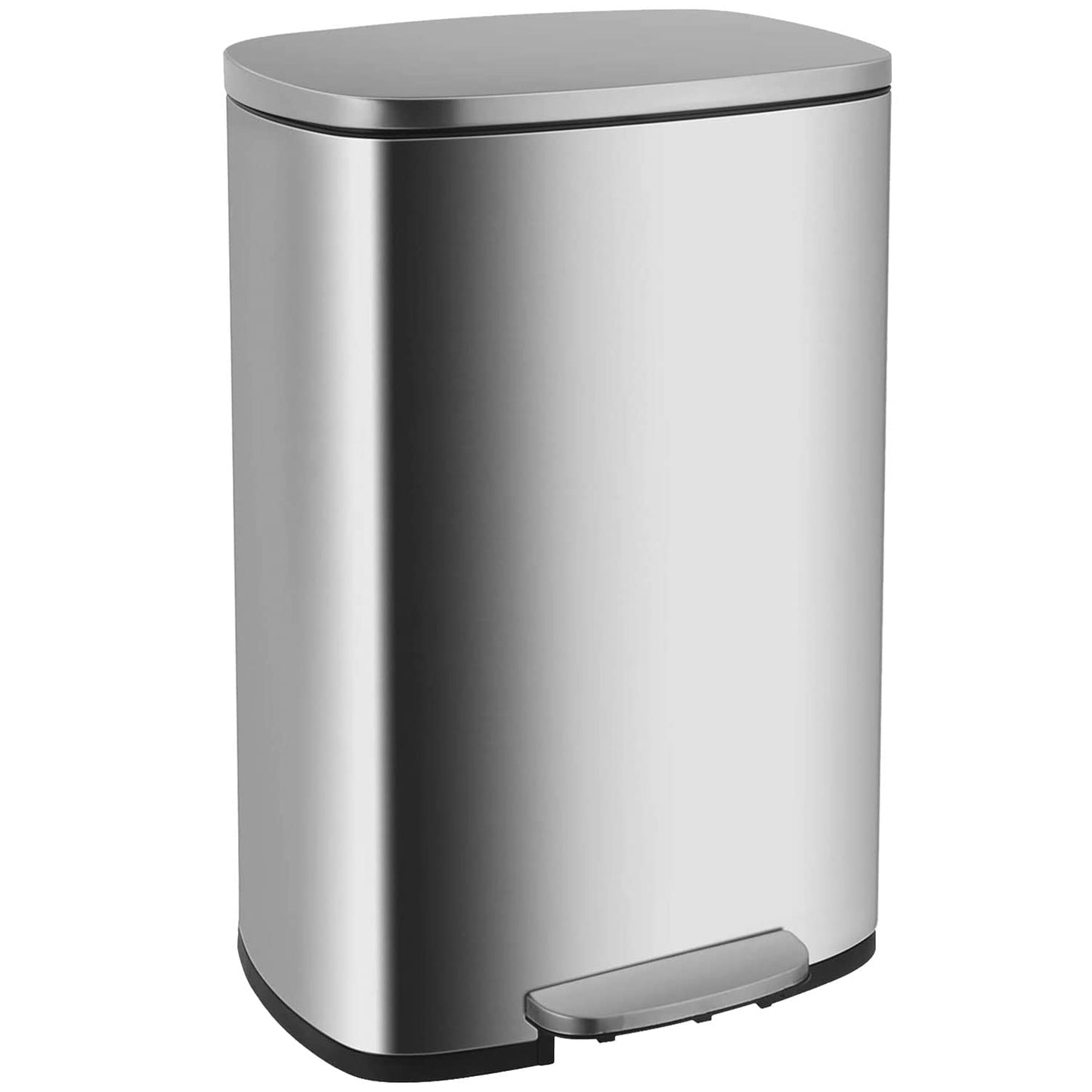 FDW 13 Gallon\/50 L Garbage Can Kitchen Trash Can with Lid for Office Bedroom Bathroom Step Trash Bin Fingerprint-Proof Brushed Stainless Steel 13 Gallon \/ 50 Liter
