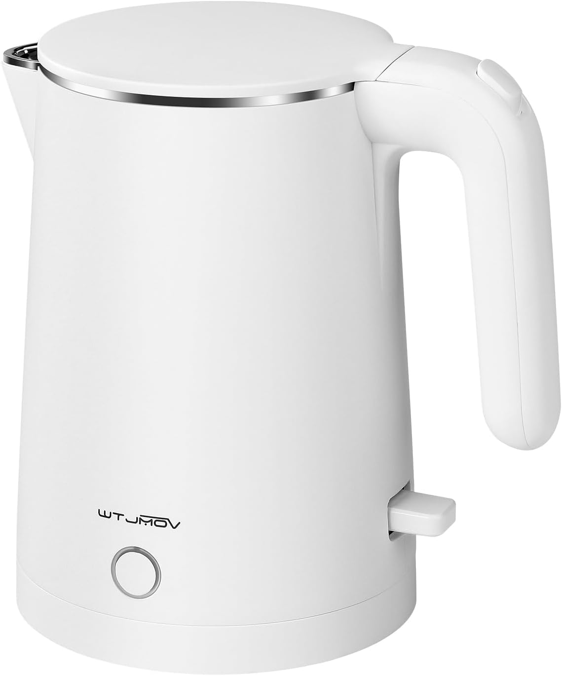 WTJMOV Electric Kettle Stainless Steel, 1.0L Small Water Boiler 1200W Fast Boiling, Double Wall Tea Kettle Pot Automatic Shut Off, Durable Coffee & Tea Maker\/Warmer\/Heater White