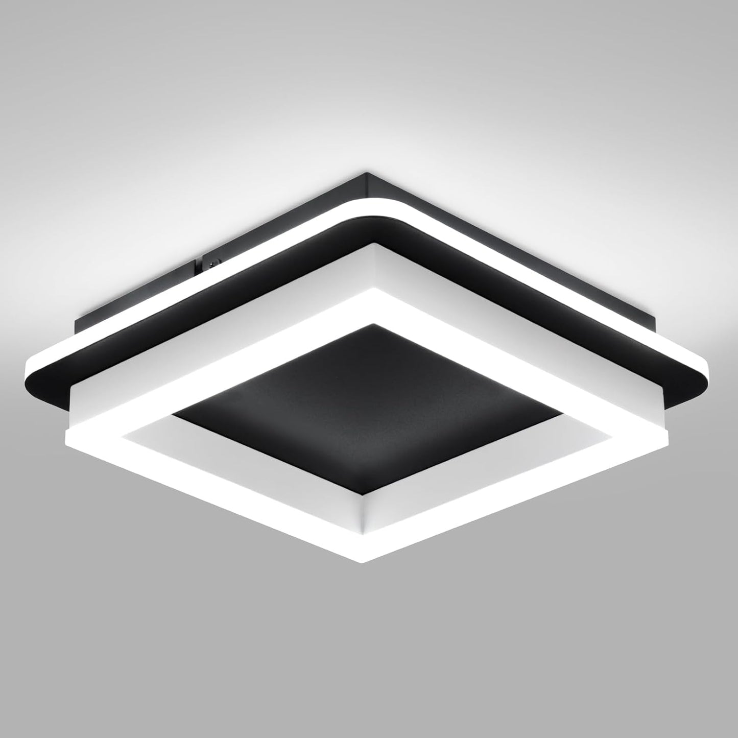 CANEOE Black Led Hallway Light Fixtures 6000K Cold White LED Modern Ceiling Light Fixtures Acrylic Square Flush Mount Ceiling Lamp for Bedroom Kitchen Bathroom Hallway Ceilings Lighting