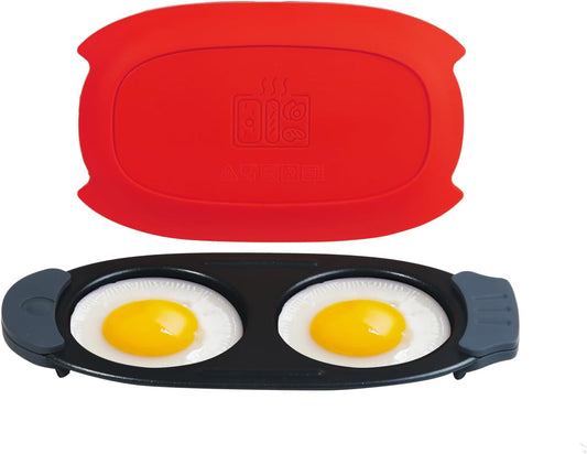 MKYSAIL Quick-Heat Microwave Egg Cooker|Poacher|fryer,Multi-use microwave egg maker for Breakfast Sandwiches,Dishwasher-Safe,Save Time,Portable for Home,Travel,Gifts(red)