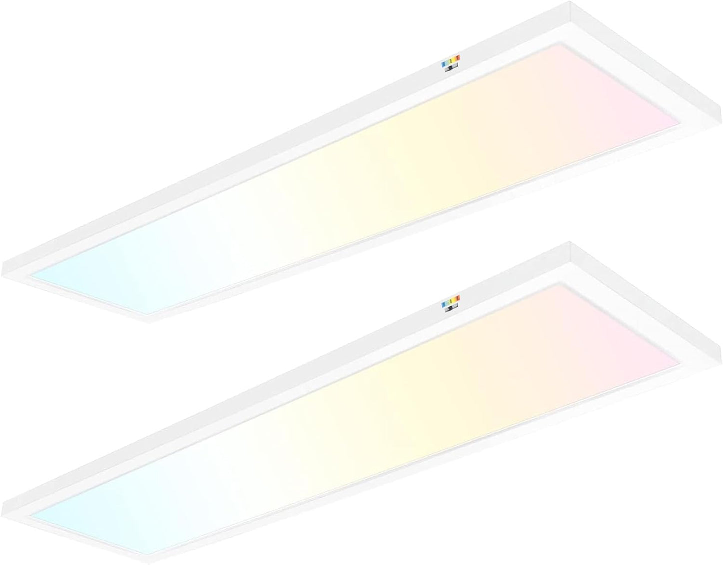 hykolity 1x4 FT LED Flat Panel Selectable CCT Flush Mount Light,4800lm,48W Dimmable Ultra Slim Edge-Lit Ceiling Light, 3000K\/4000K\/5000K Built-in Driver Surface Mount Lights for Kitchen Garage,2 Pack
