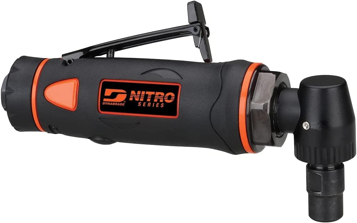 Dynabrade (DGR51) 0.5 hp Right Angle Die Grinder | 1/4" 3-piece Collet, 14000 RPM Pneumatic Motor | Compact and Lightweight, Easily Accesses Tight Areas