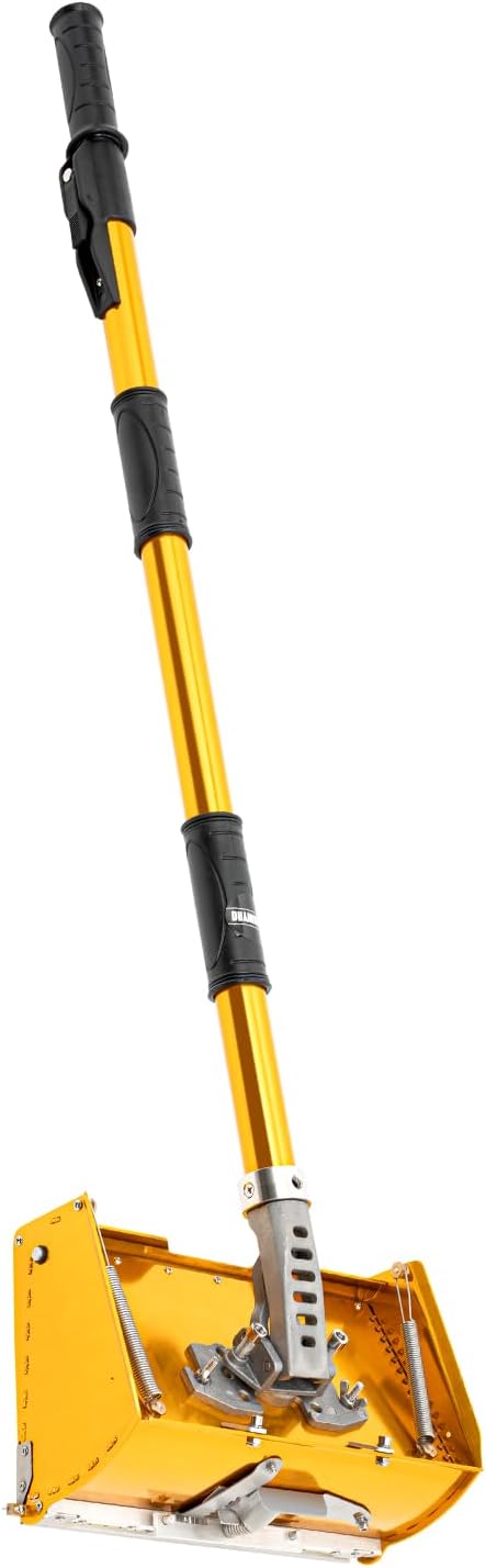 9.8" Drywall Flat Finishing Box w/ 40''-64'' Extendable Handle, Professional Drywall Taping Tools Plasterboard Wallboard Sheetrock Mud Quick Clean