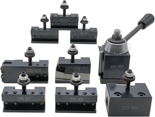 9 PCS 250-000 Quick Change Tool Post Set With Tool Holders For Mini Lathe Swing Dia 6-9". (0XA-9PC)