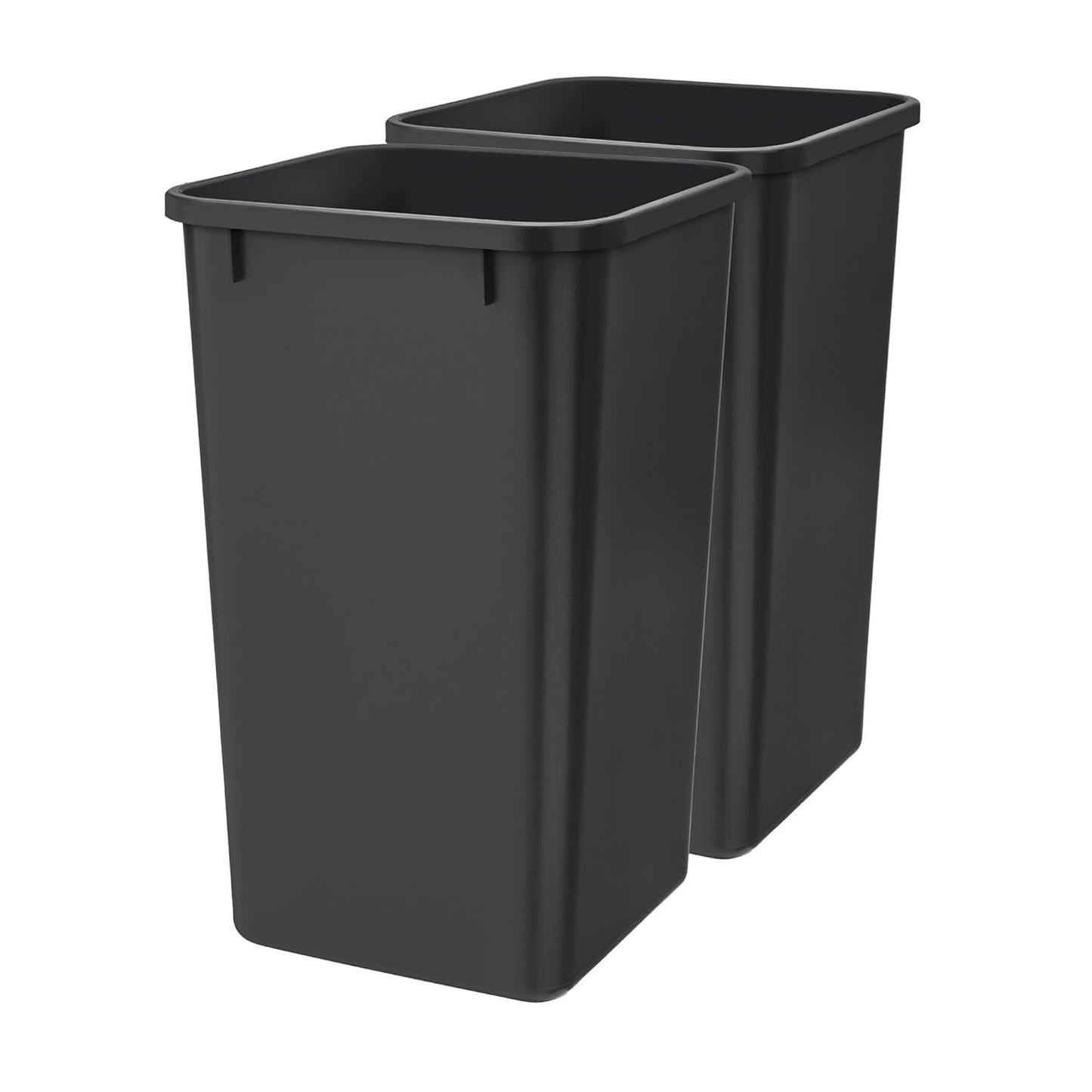 Rev-A-Shelf Polymer Replacement 27 Quart Trash Bin Recycle Waste Garbage Container for Kitchen Cabinet Pullouts, Black, 2 Pack, RV-1024-18-2