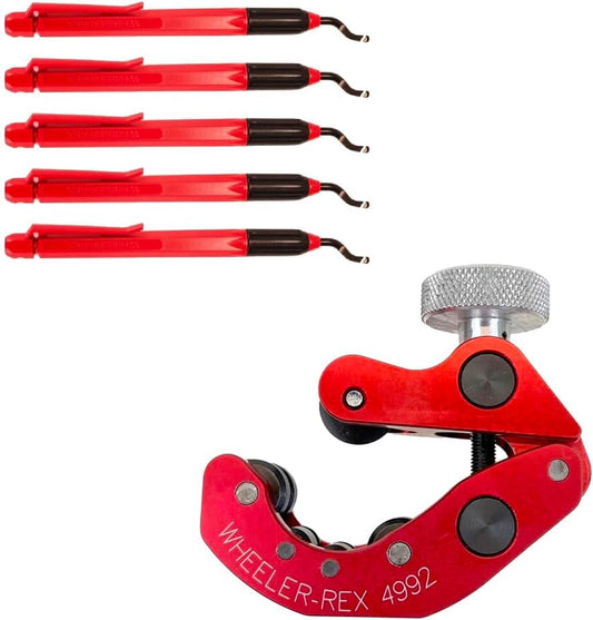 WHEELER-REX 4992RED-KIT - Close Quarter Tubing Cutter 1/4" - 2-3/8" w/ 5pk of Debur Tools