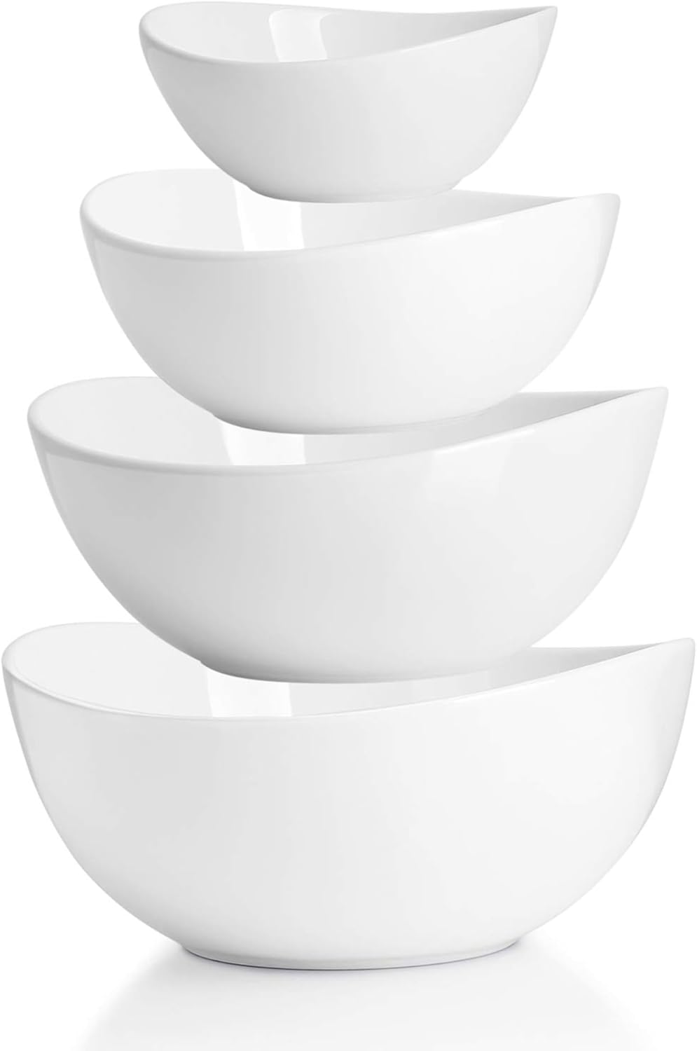 Sweese Porcelain Serving Bowls Set, 10-42 oz, Versatile for Salad, Soup, Snacks, Microwave Dishwasher Safe, White