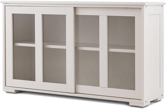 Auténtico Storage Cabinet Sideboard Buffet Cupboard Sliding Glass Door Pantry Kitchenware Kitchen Appliance 2 Shelves Storage Home Restaurant Office Dining Room Use Ample Storage Space Spacious Top