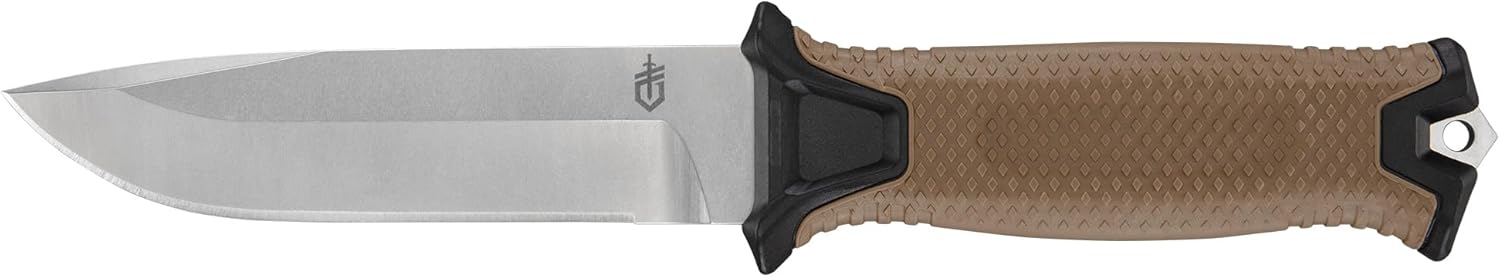 Gerber Gear StrongArm Magnacut - Fixed Blade Survival Tactical Knife for Camping, Outdoor, Hunting - Ergonomic Utility Tool with Sheath - Made in USA - Coyote Brown, Plain Edge