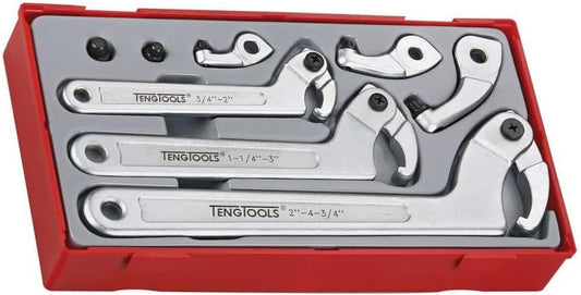Teng Tools 8 Piece Adjustable C Type Hook and Pin Wrench/Spanner Set - TTHP08