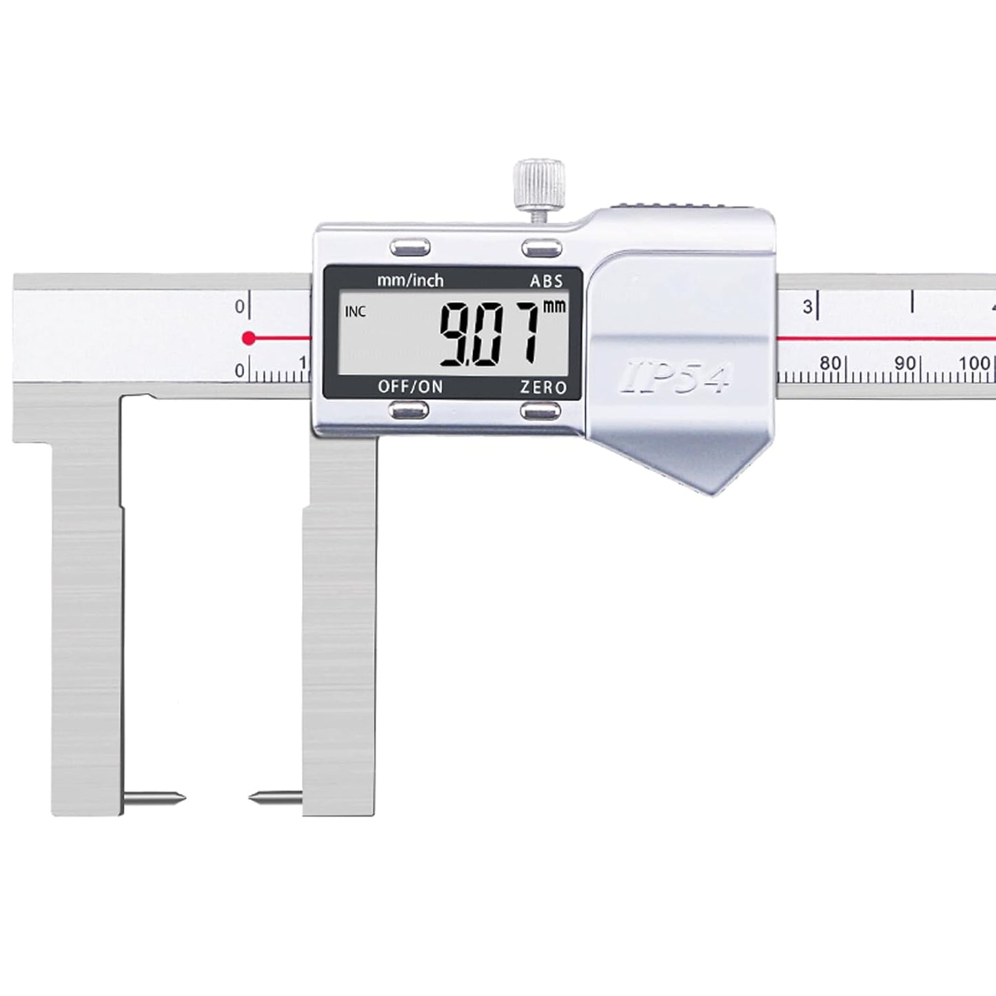 Digital Outside Groove Caliper Point Electronic Caliper Groove Measuring Tools, Measure Wall Thickness Inside Bores and Recesses, External Groove, Stainless Steel, Inch\/mm (12 Inch)