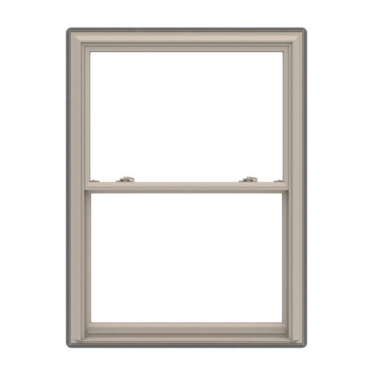 Pella 150 Series 33-1/2-in x 45-1/2-in Fossil Exterior Fossil Interior Vinyl Replacement Double Hung Window Low-E argon Double Pane Glass (Full Screen Included)