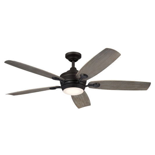 Kichler Tranquil 56-in Integrated LED Outdoor Olde Bronze with Weathered Medium Oak Blades Ceiling Fan With Light - Remote Included ( 5 -Blade ) 5265312