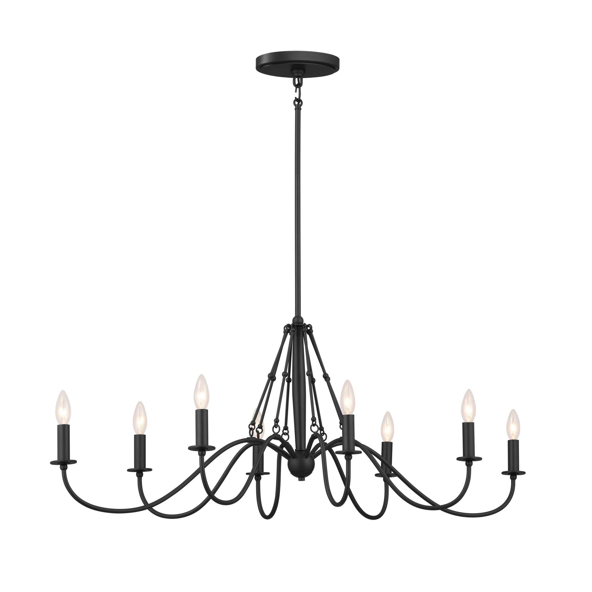 Kichler Freesia 8 -Light Black Farmhouse For Use in Bedrooms, Dining Rooms, Foyers, Kitchens, Living Rooms Chandelier 5265505