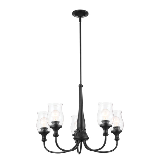 Kichler Melis 5 -Light Black Farmhouse For Use in Bedrooms, Dining Rooms, Foyers, Kitchens, Living Rooms Chandelier 5265472