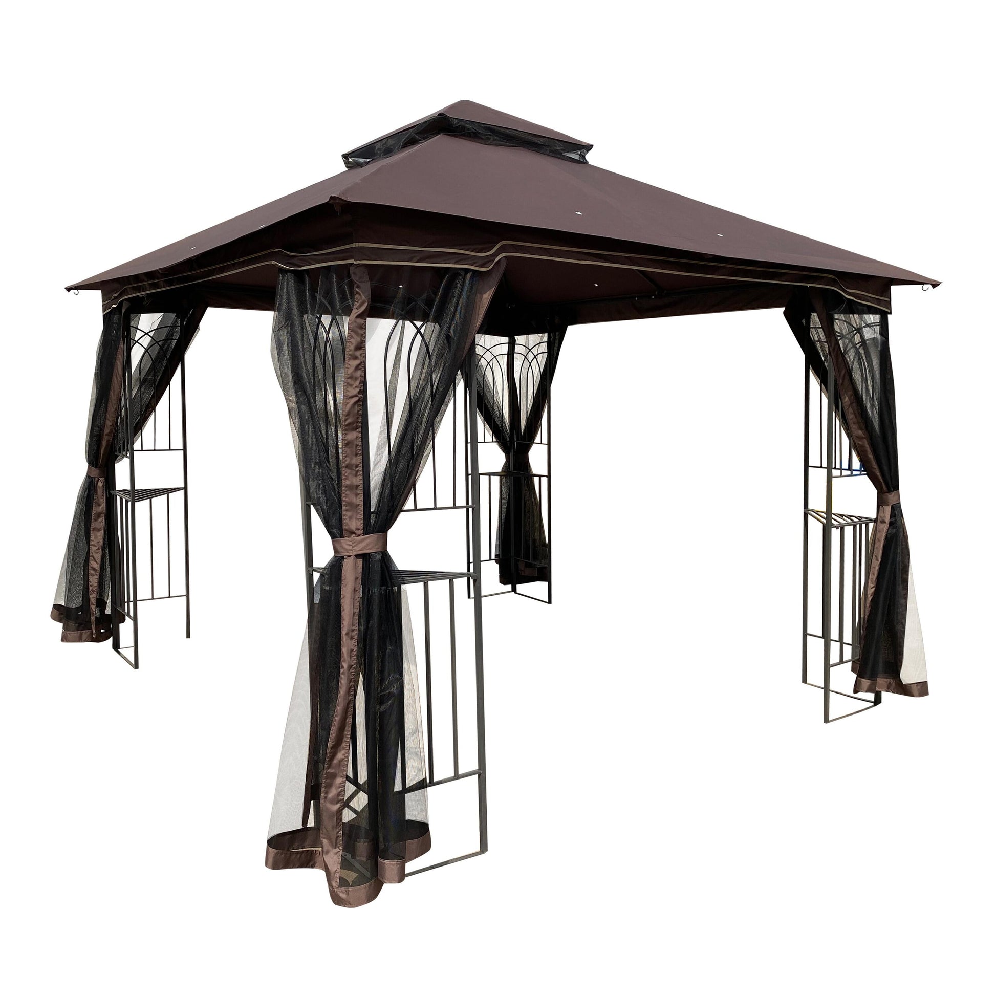 Bayfeve 10-ft x 10-ft Outdoor Patio Gazebo Brown (Screen Included)