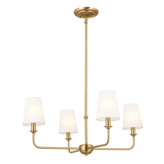 Kichler Pallas 4 -Light Brushed Brass Traditional For Use in Bedrooms, Dining Rooms, Foyers, Kitchens, Living Rooms Chandelier 5269726