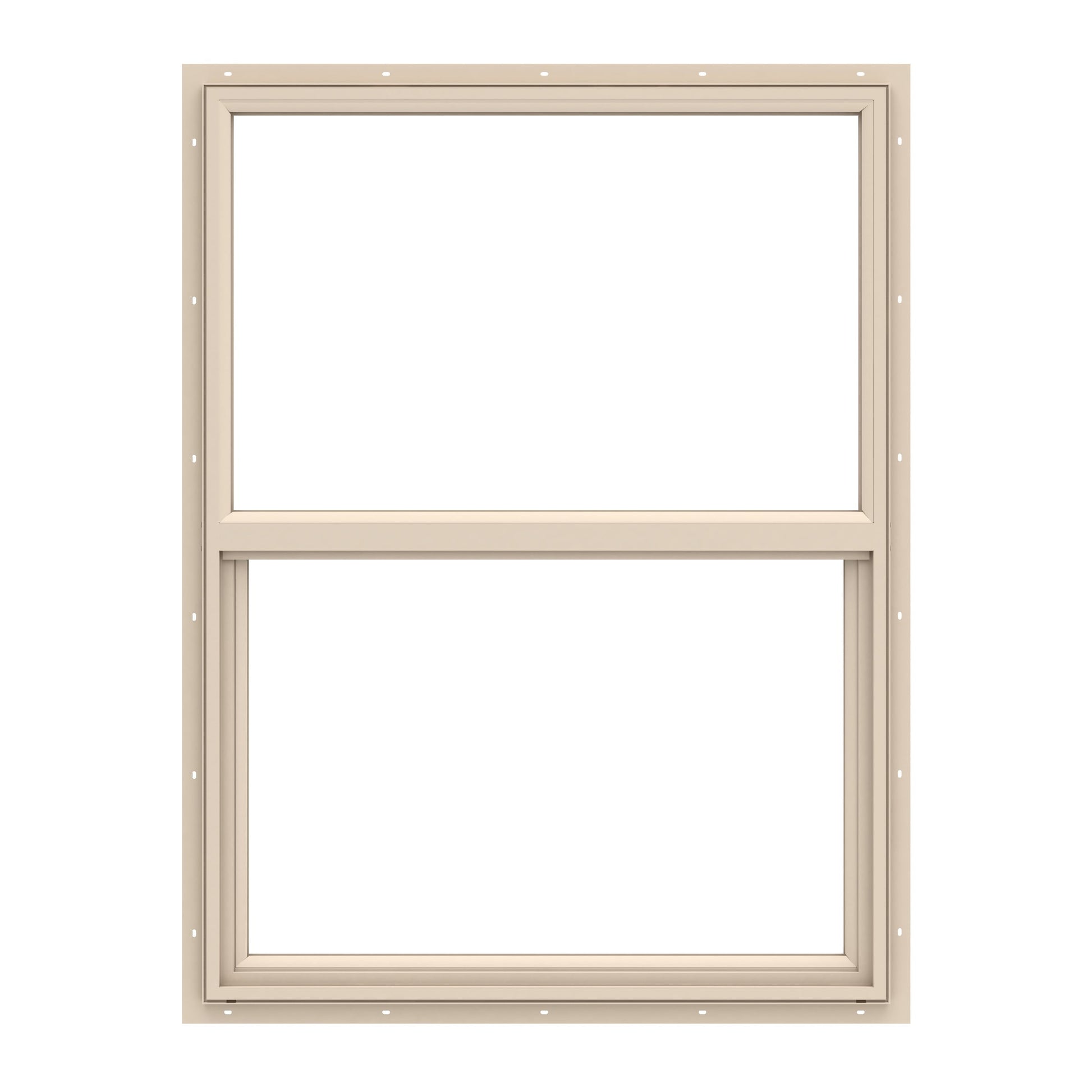 Pella 150 Series 31-1/2-in x 35-1/2-in Almond Exterior Vinyl New Construction Single Hung Window Low-E argon Double Pane Glass (Half Screen Included)