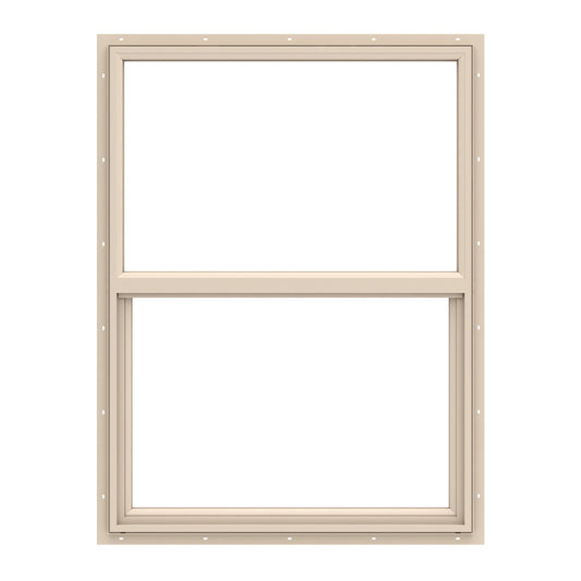 Pella 150 Series 31-1/2-in x 35-1/2-in Almond Exterior Vinyl New Construction Single Hung Window Low-E argon Double Pane Glass (Half Screen Included)