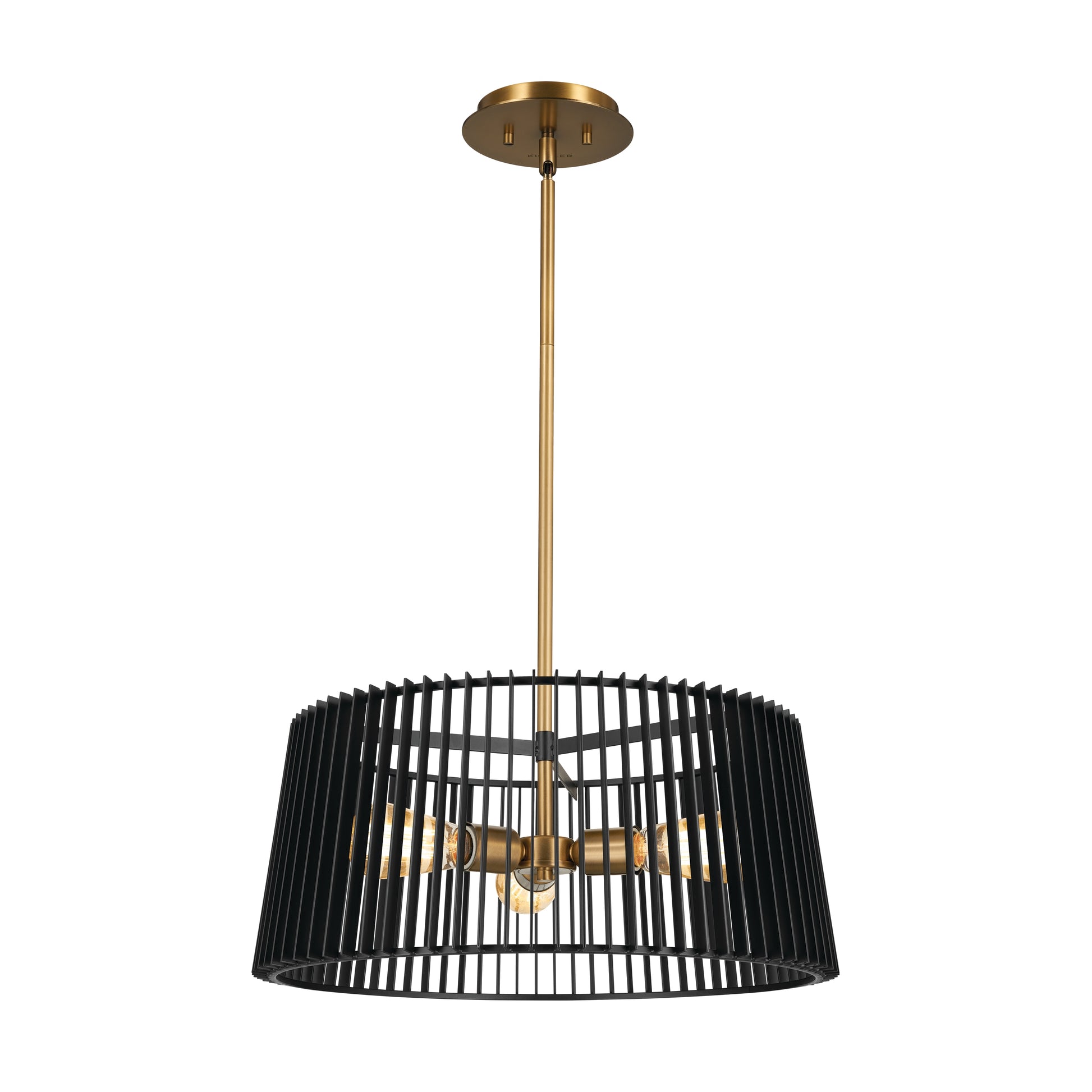 Kichler Linara 3 -Light Black Mid-century Drum Medium Hanging Convertible pendant/Semi-flush 5271923