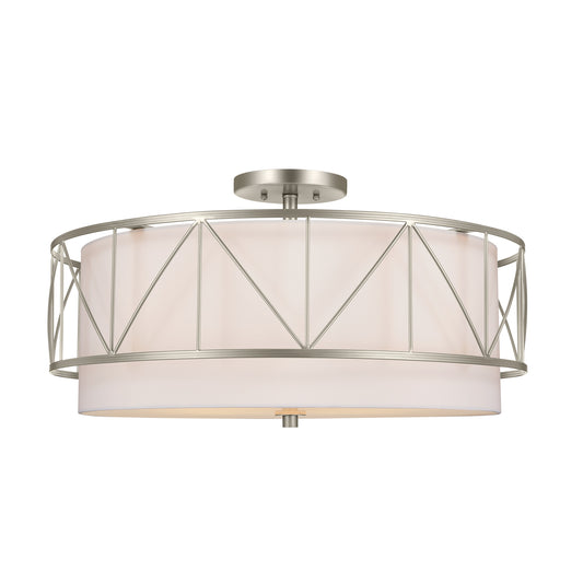 Kichler Birkleigh 4 -Light 24-in Satin Nickel Semi Flush Mount Light 5271910