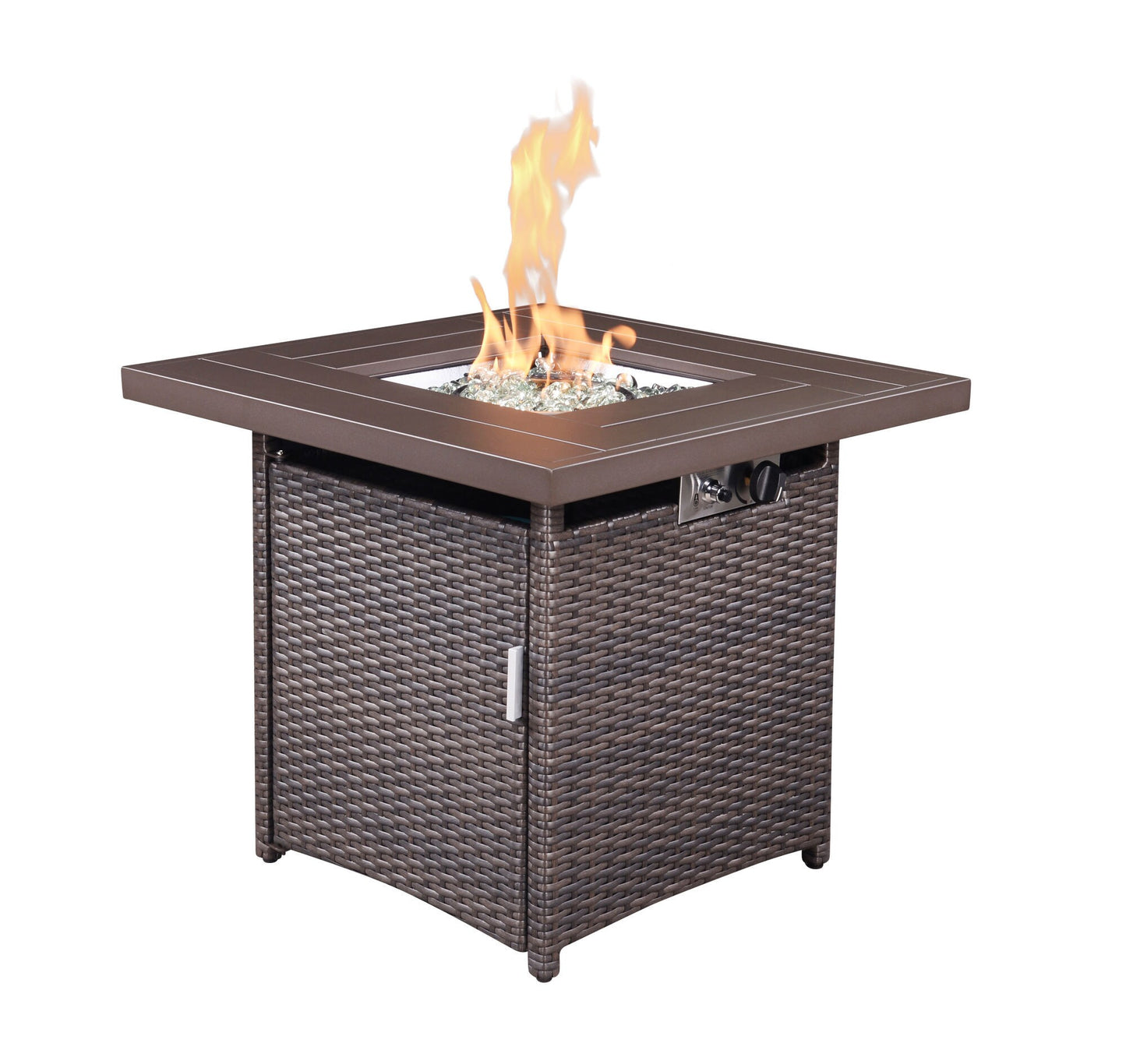 Maocao Hoom 28-in W Brown Portable Steel Square Liquid propane Fire pit