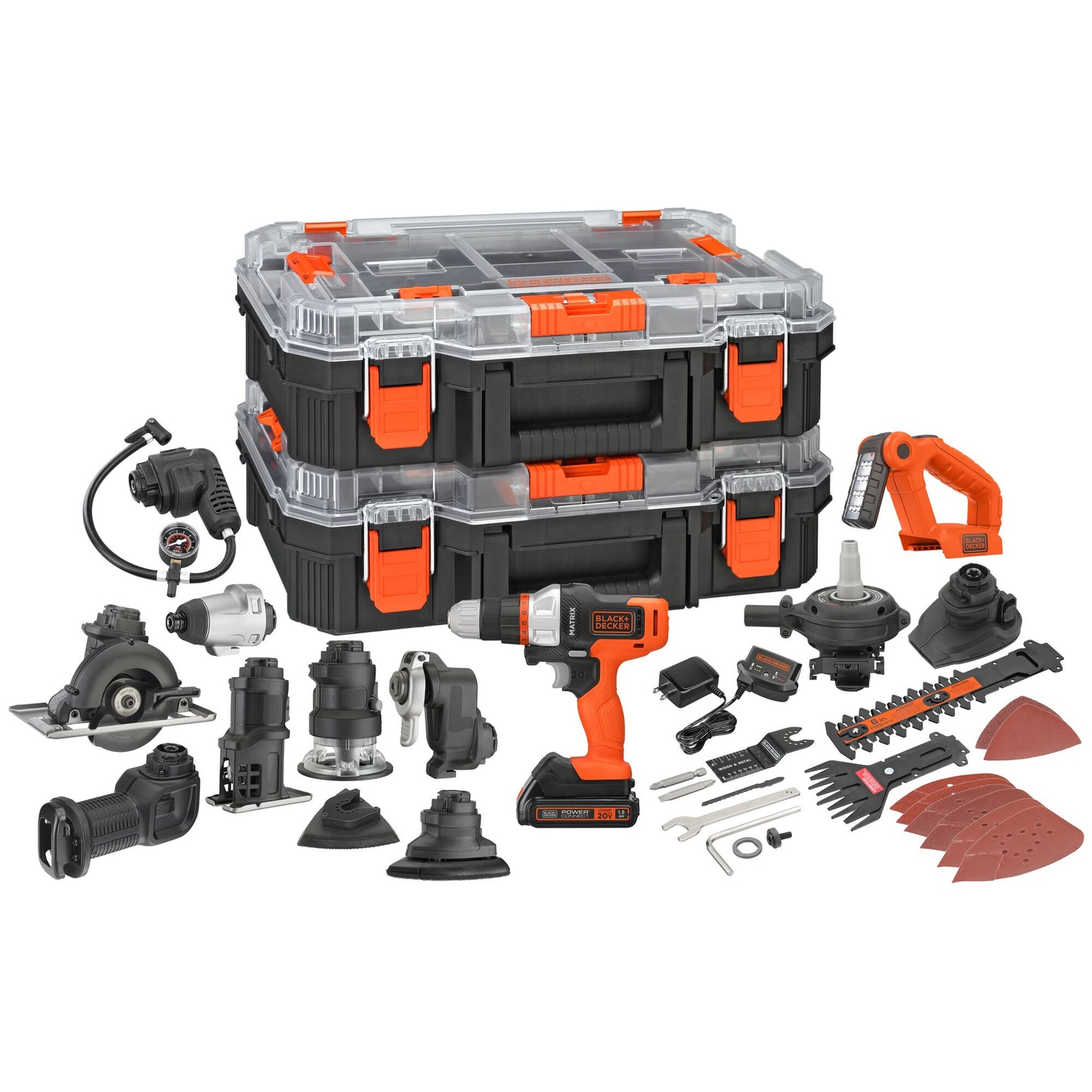 BLACK+DECKER MATRIX 20-volt Max 12-Tool Power Tool Combo Kit with Hard Case (1-Battery Included and Charger Included) BDCDMT1212KITC1