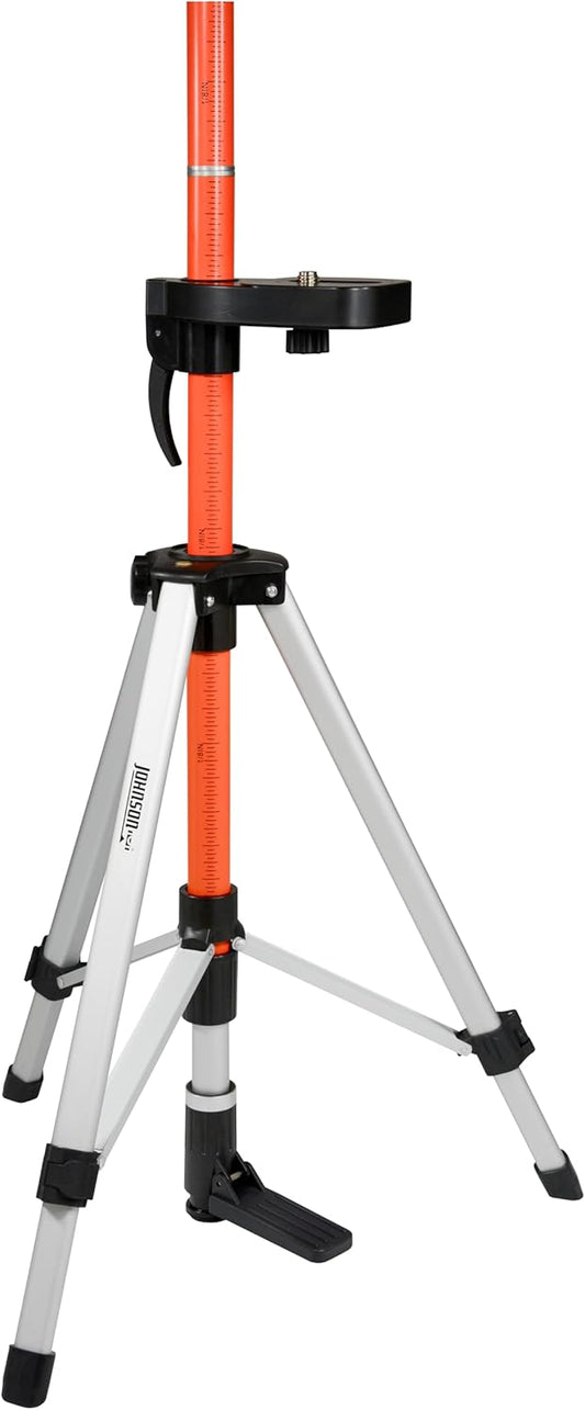 Johnson Level & Tool 40-6302 Heavy Duty 11' Adjustable Laser Pole with Aluminum Tripod, 1\/4"-20 & 5\/8"-11 Threads, Laser Accessory for Stability & Precision