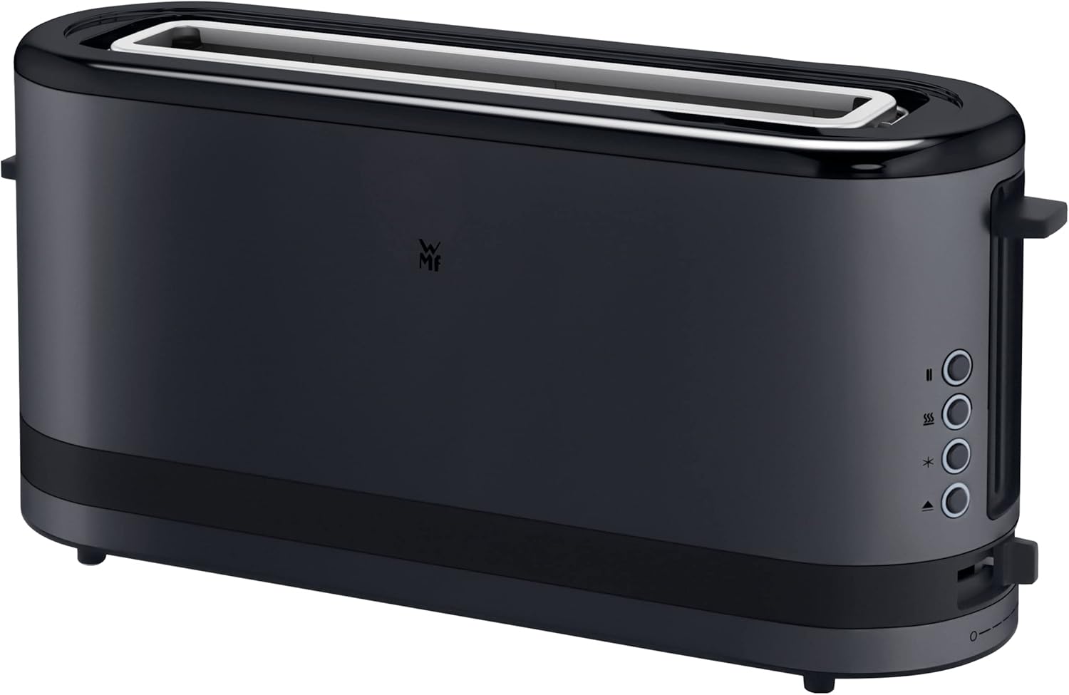 WMF Long Slotted Toaster, 2 Slice with Bread Holder, Narrow Toaster, XXL, Bagel Function, 7 Roasting Levels, 900 W, Stainless Steel, Matte, Black