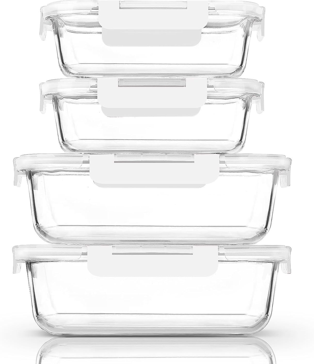 [80 oz & 36 oz]Extra Large Glass Food Storage\/Baking Containers Set with Lids, 2 Pack 80 oz(10 cup)&2 Pack 36 oz (4.5 cup)Airtight Glass Container,Microwave,Oven,Freezer and Dishwasher, White