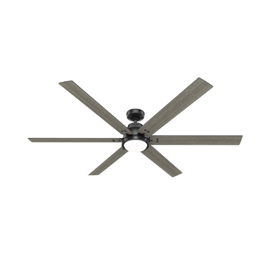Hunter Gravity SIMPLEconnect 72-in Integrated LED Smart Matte Black with Dark Gray Oak Blades Ceiling Fan With Light - Remote Included ( 6 -Blade ) 5281427